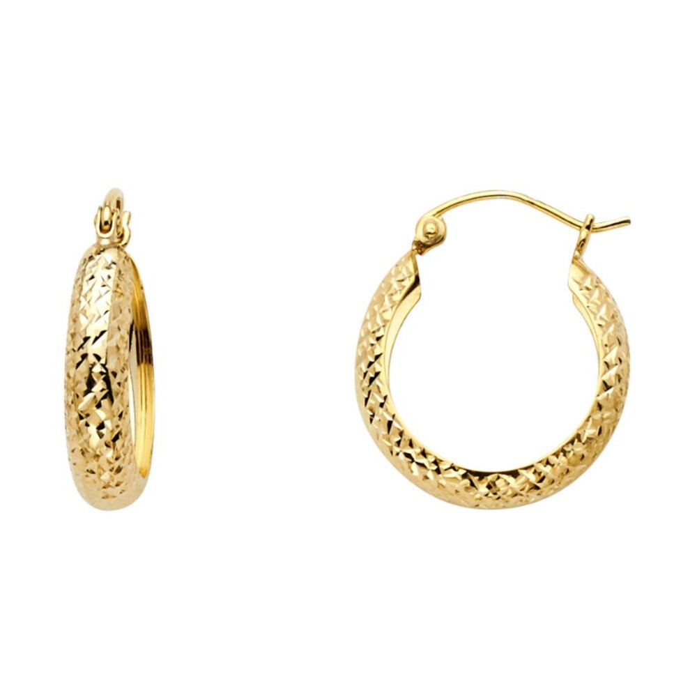 14KT Gold Full DC Half Dome Hoop Earrings 18mm